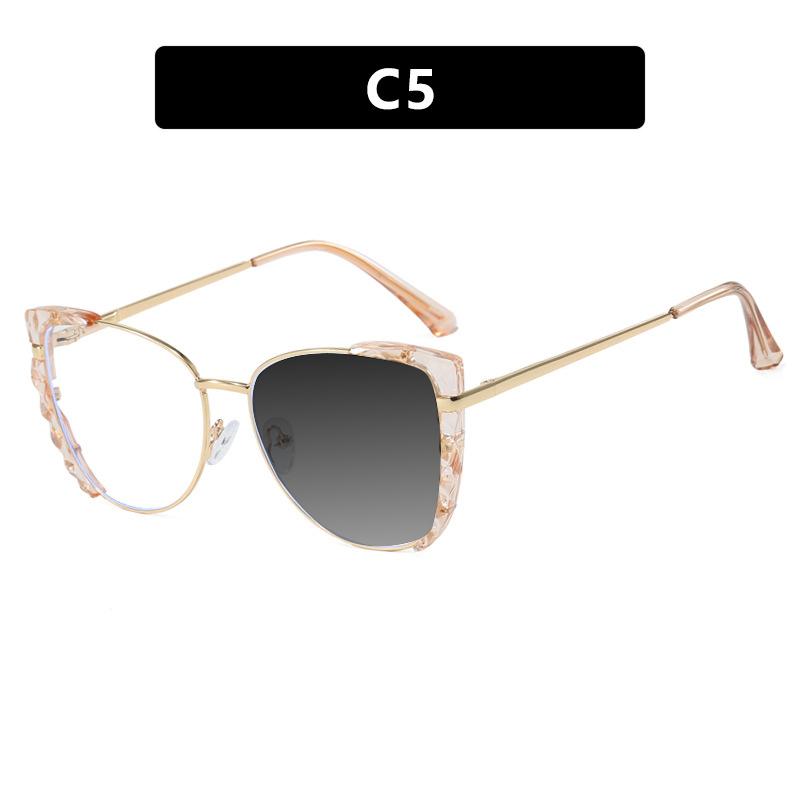 New Fashion Cat Eye Large Frame TR90 Photochromic Reading Glasses Women Anti Blue Light Prescription Eyewear