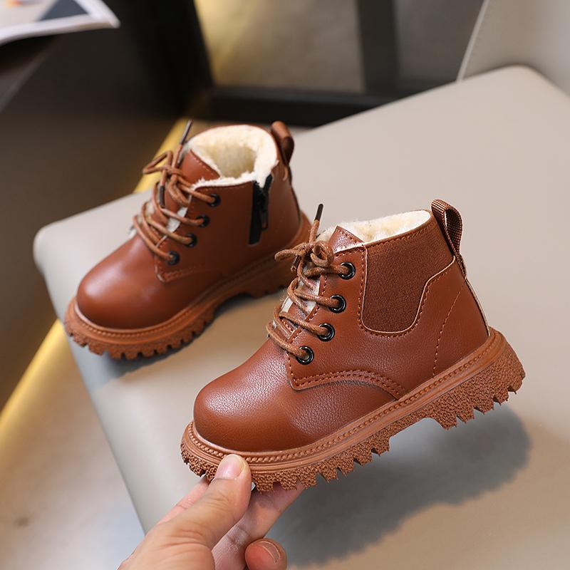 Kids Leather Chelsea Boots Waterproof Children Sneakers Gray Black Boots For Baby Girls Boots Boys Shoes School Party  Winter