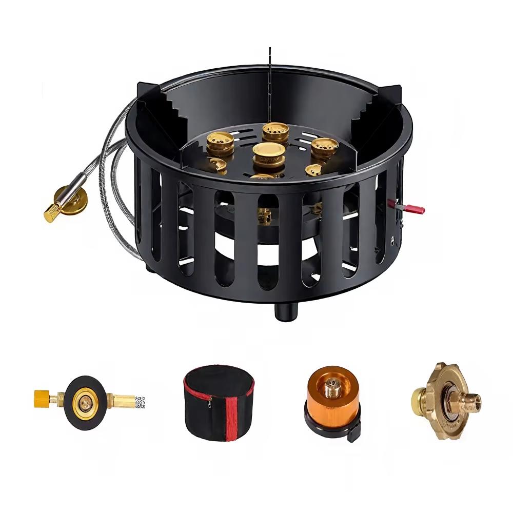 19800W 7-Core Camping Stove High-Power Strong Fire Portable Tourist Gas Burner Windproof Electronic ignition Camping Equipment