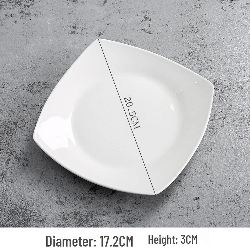 Gold-Rimmed White Ceramic Square Plate for Home: Dinner, Steak, Pasta, Dessert, Flat, or Shallow Use