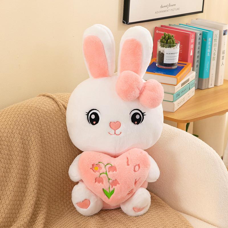 Heart Bunny Plush Doll Bedtime Stuffed Animal Birthday Gift Comfort Pillow Toy