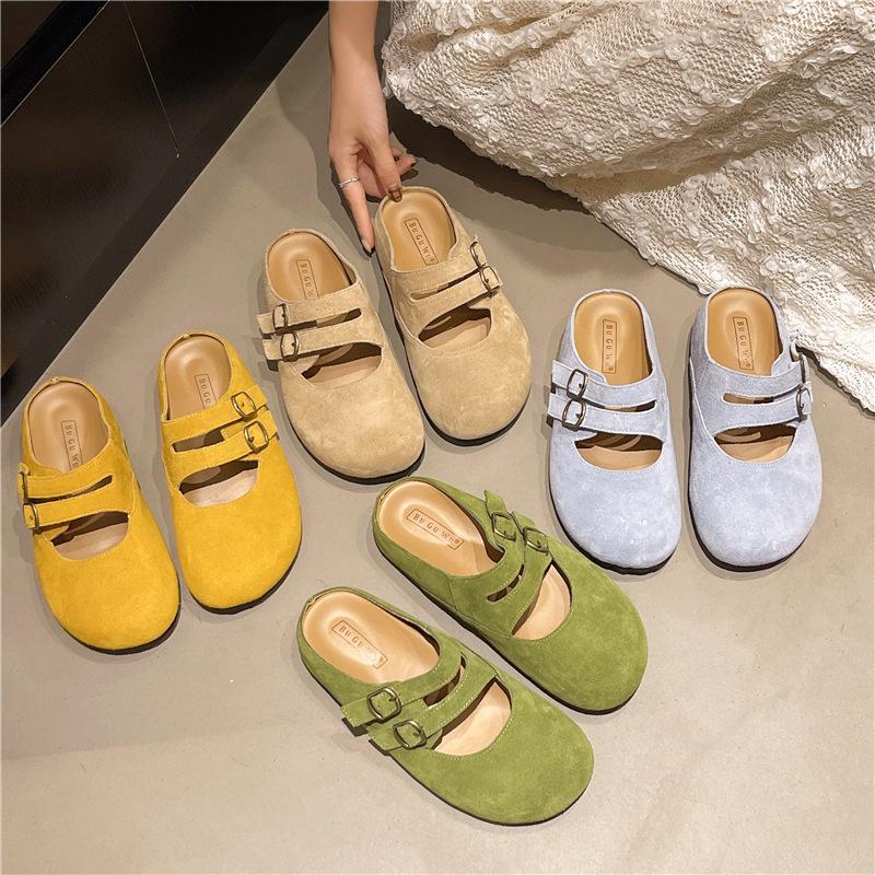 Fashion Retro Casual Women's Shoes Spring New Round Toe Shallow Mouth Flat Shoe Fashion Anti Slip Soft Sole Lightweight Women's Slippers