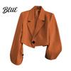 Suit Jacket Women Short Coat Lapel Long Sleeve Single Button Cardigan Style Solid Color Loose Fit Casual Business Simple Blazer