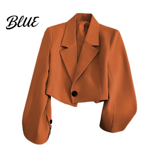 Suit Jacket Women Short Coat Lapel Long Sleeve Single Button Cardigan Style Solid Color Loose Fit Casual Business Simple Blazer