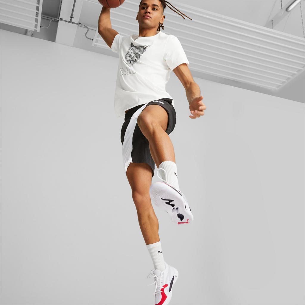 Puma Colorblock Shorts mit elastischer Taille Basketballshorts Herrenhosen Schwarz Weiß 534198-07