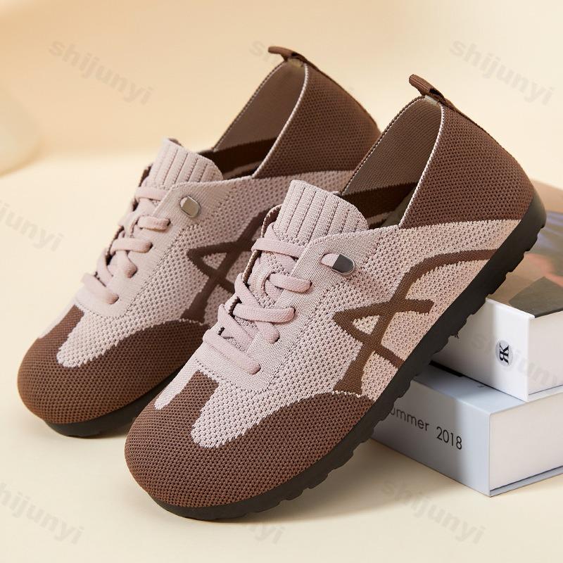 Mode Damen Freizeitschuhe Sommer Mesh Atmungsaktiv Bequem Rutschfest Ballerinas Sneaker Damenschuhe Gummiband Outdoor Laufschuhe