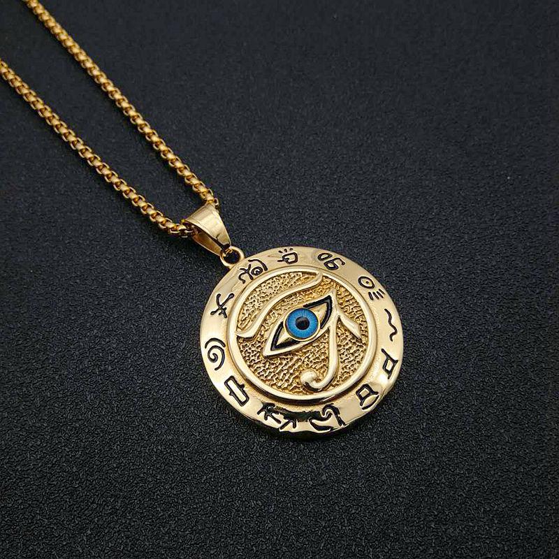 Ancient Egypt Eye Of Horus Pendant Necklace Gold Stainless Steel Jewelry For Women Men