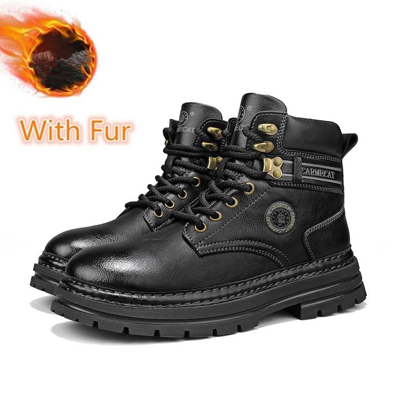 Handsome Motorcycle Boots Thick Sole Mountaineering Boots Men's Genuine Leather Basic Boots Designer's New Men's Workwear Shoes