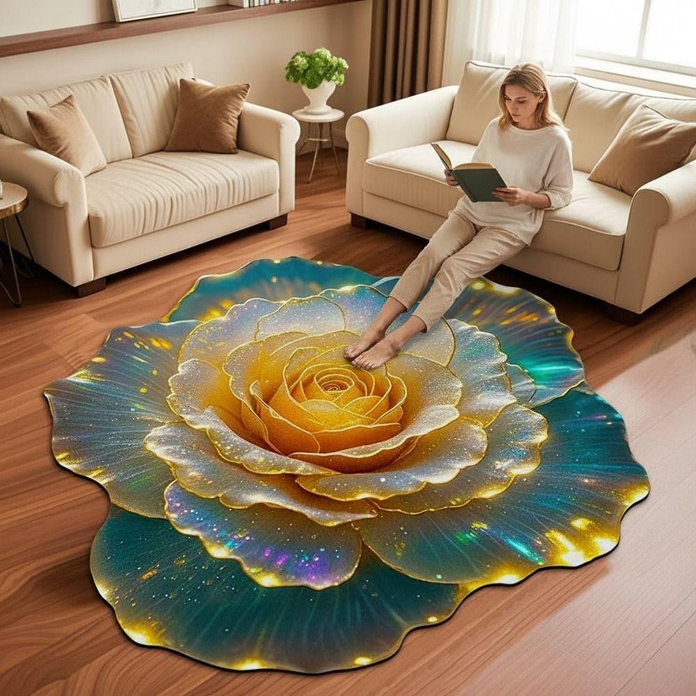 Non-slip 3D Flower Carpet Special-shaped Bathroom Floor Mat  for Living Room Tea Table Bedside