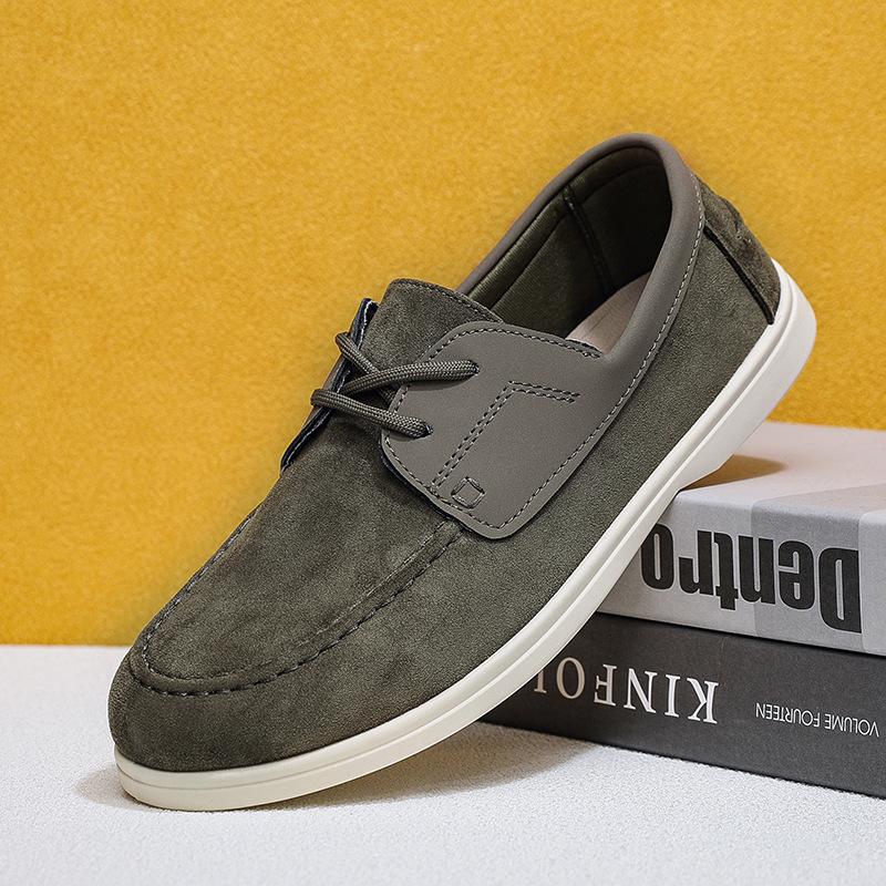 Fashion Men Flat Loafers 2025 Frosted Suede Flat Shoes Comfortable Non Slip Fashion Loafers Vintage Trendy Outdoor Business Casual Shoes
