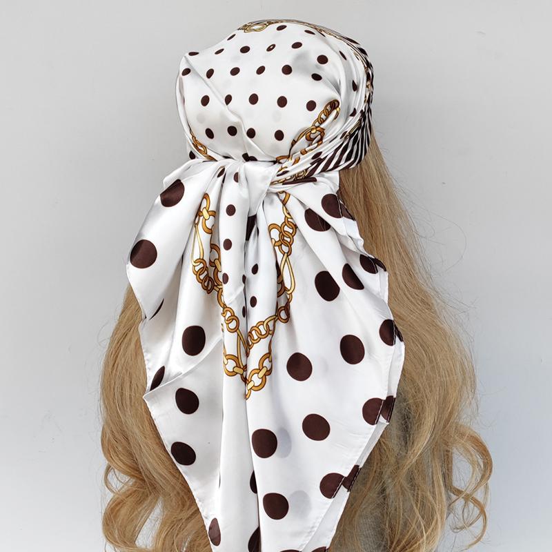 90*90cm Silk Scarf Scarftop Headwraps For Woman Fashion Four Seasons Hair Accessories Hijab Foulard Bandana Femme Headscarf