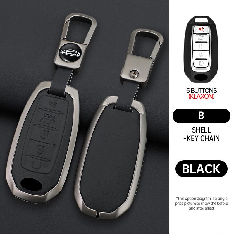 For Infiniti Q50 Q60 Qx50 Qx55 Qx60 Q70L Zinc Alloy Leather Car Full Key Case Cover Smart Remote Keychain Accessories