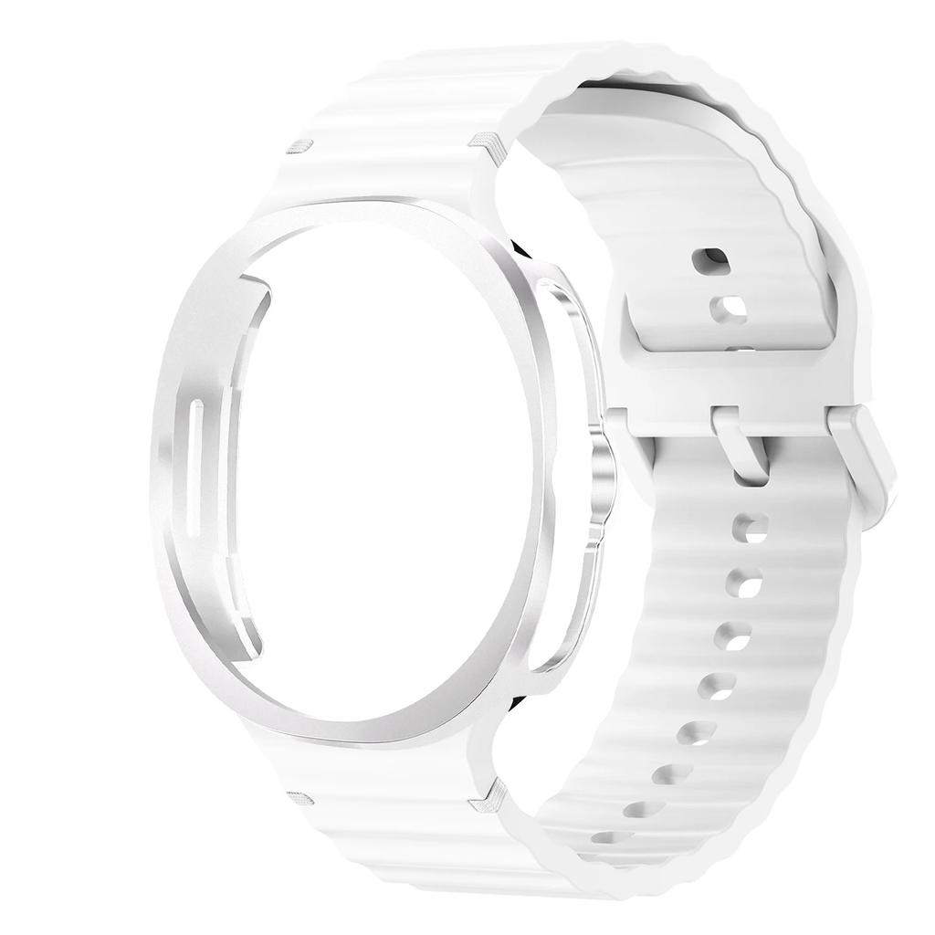 Silicone Strap+PC Case for Samsung Galaxy Watch 8 classic Wave Band Screen Protector Bumper for Galaxy Watch 8 classic 46mm