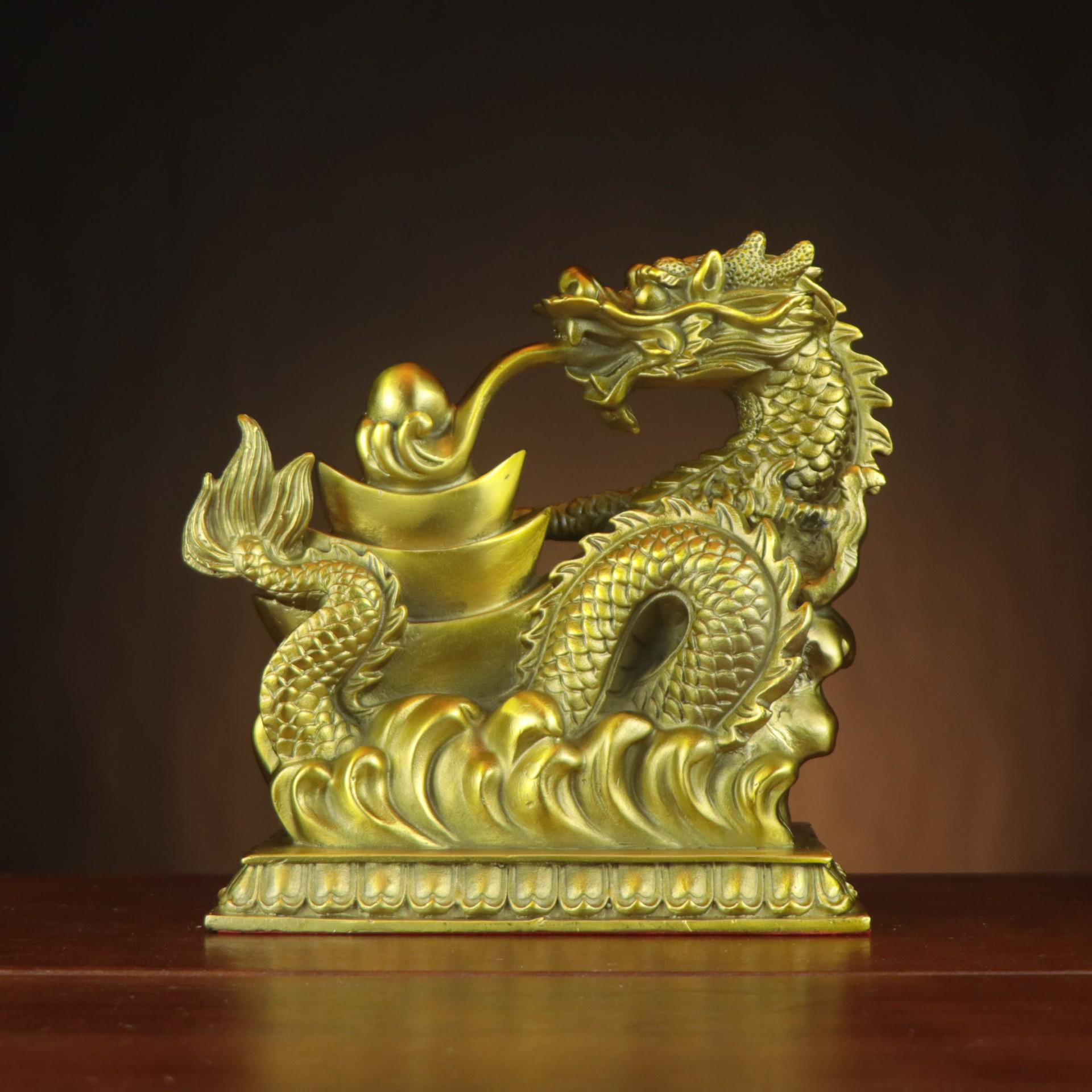 Coiled Dragon Treasure Basin: Copper and Gold Dragon Ornament for Home or Office