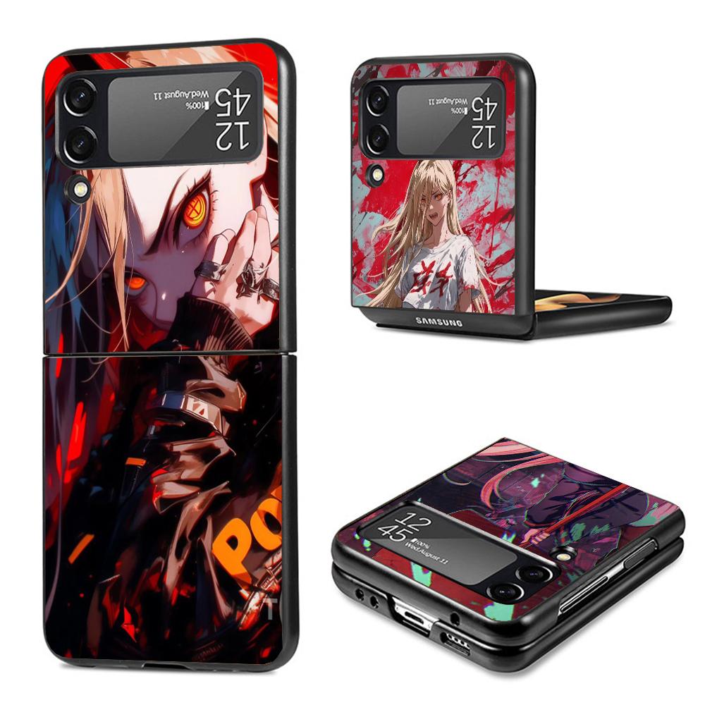 C-Chainsaw Mans Power Phone Case For Samsung Galaxy Z Flip3 Flip4 Flip5 Flip6 Flip7 For Z Flip 7 6 5 4 3 5G Hard Folding Cover G