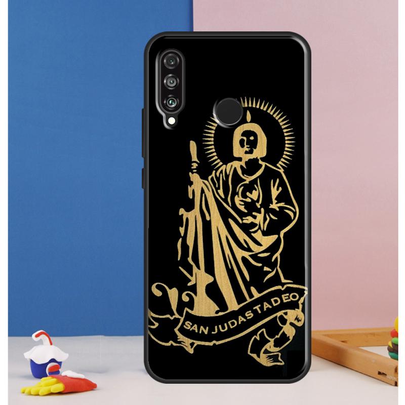 Guadalupe San Judas Wood Case For Huawei Nova Y70 Y60 Y90 Y61 Y91 Y72 Y73 12s 12i 11i 8i 9 10 SE P30 P40 Lite P60 Pro