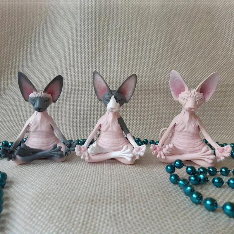 Nová Meditace Jóga Šťastná Kočka Rozmarný Buddha Sfinga Figurka Umělecká Dekorace Socha Venkovní Zahradní Socha Domácí Dekorace Řemesla