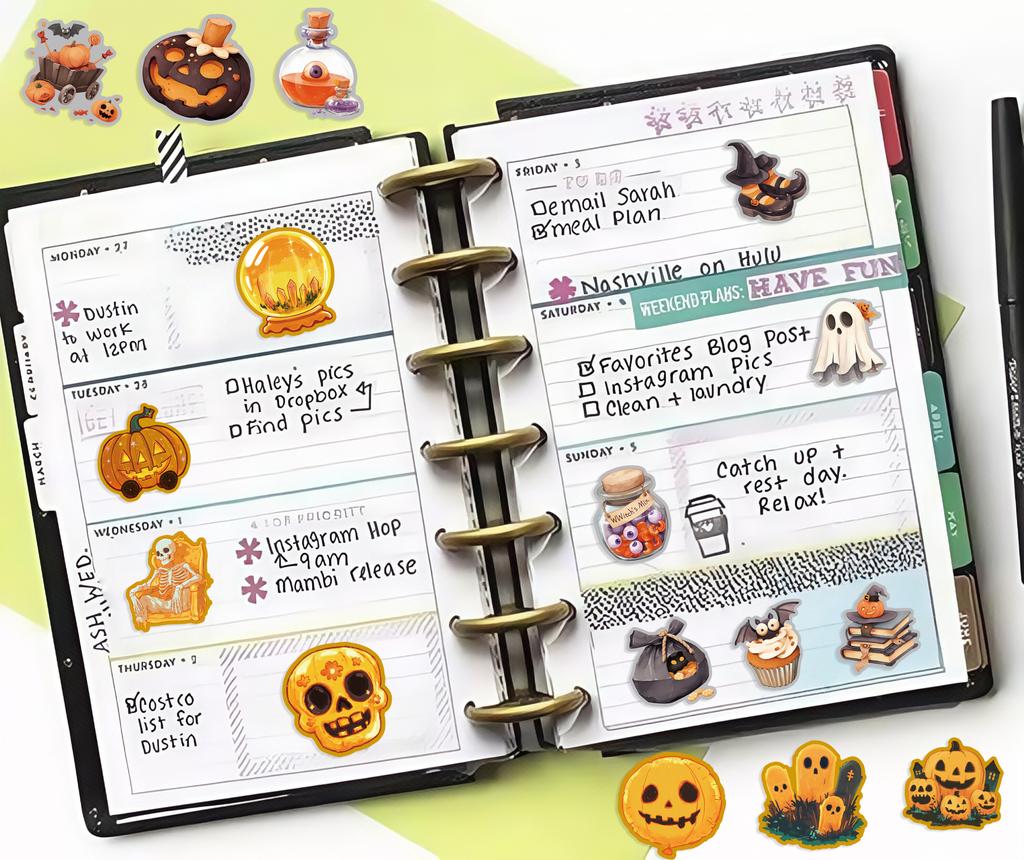200PCS Halloween Graffiti Stickers Exquisite Stamping Decoration Water Cup Stationery Notebook Reward Stickers