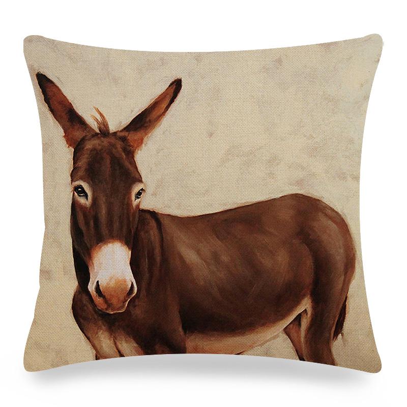 Home Decor Donkey Art: Various Scenes and Portraits Pattern Cushion Cover Suitable for Sofa Bedroom Car Pillow Cover