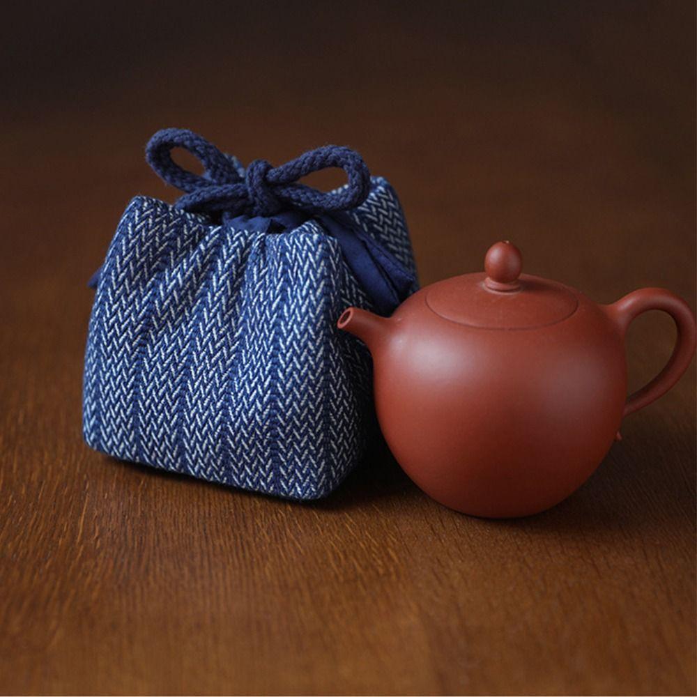 Thickned Teacup Storage Bag Blue Protective Bag Chinese Style Organizier Bag  Tea Supplies
