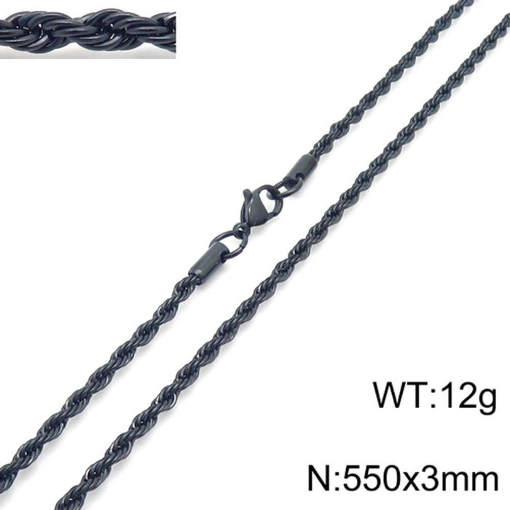 Hip-hop Style Vacuum Plating Black Titanium Steel Men's and Women's Winding Ladder Twist Necklace