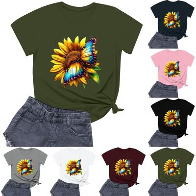 Women's Fashion Printed Round Neck Short Sleeved Casual T-shirt Top