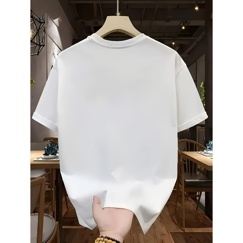 Tallas europeas Diseño único Novedoso Serie Deportiva Creativa Estampado Camiseta de Manga Corta de Alta Gama para Primavera, Verano y Otoño, Cuello Redondo, Manga Media,