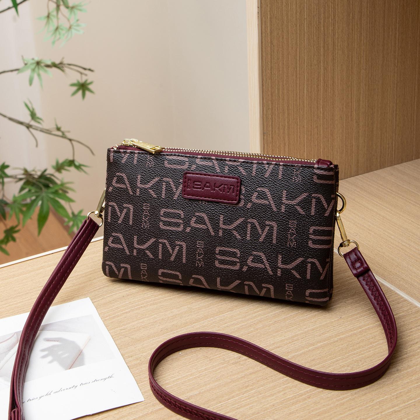 JYL TS Women s Sling Bags Double Wallet 117 Clutch PU Flower Large Capacity Bag средний красно фиолетовый 4140₽