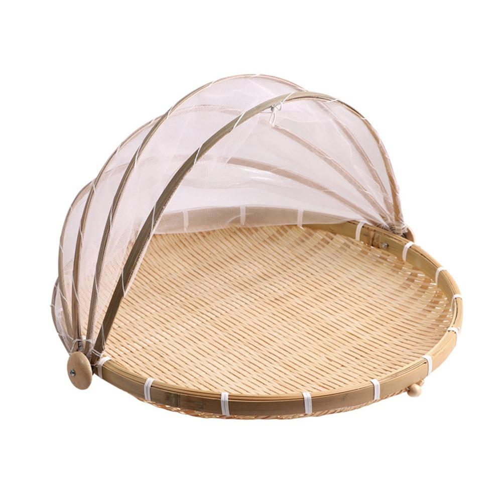 Bamboo Anti-insect Dustproof Basket Reusable Fruit Vegetable Tray Food Storage Basket  Kitchen Tool