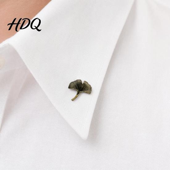 Legierung Druckguss Anstecknadel Herren Anzug Reversnadel Feder Aprikosenblatt Design Brosche