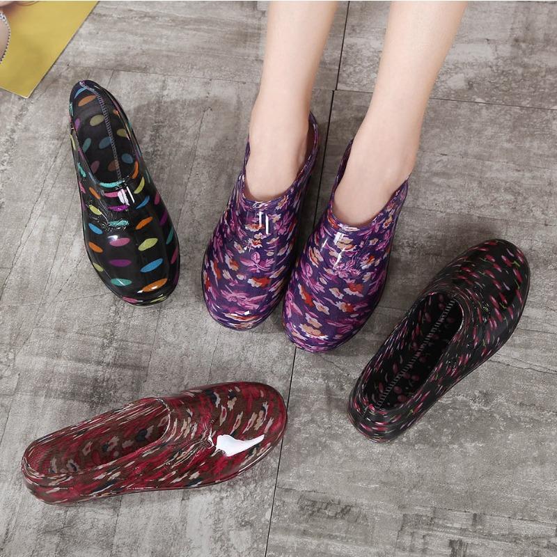 New low-top rain shoes women's summer fashion adult non-slip waterproof shoes shallow mouth work kitchen women's rubber shoes overshoes tide