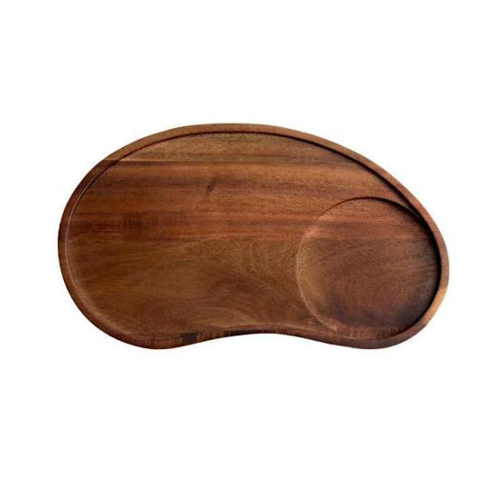 Wooden Serving Tray Cashew Nut Shape Tea Service Tray Artistic Craftsmanship Snacks Desserts Breakfast Dinner Transport Tray