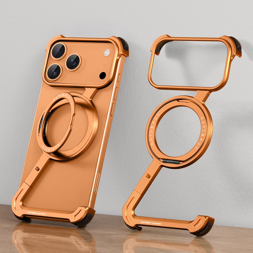 Eary Z Case for iPhone 17 Pro Max Air Phone Case Frameless 360°Rotation Magnetic Stand for Magsafe Shockproof Protective Cover