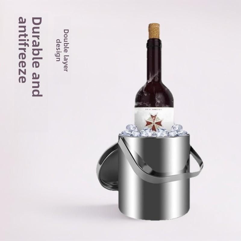 Stainless Steel Ice Bucket Double Layer Cooler For Bar Lounge Party And Wine Storage