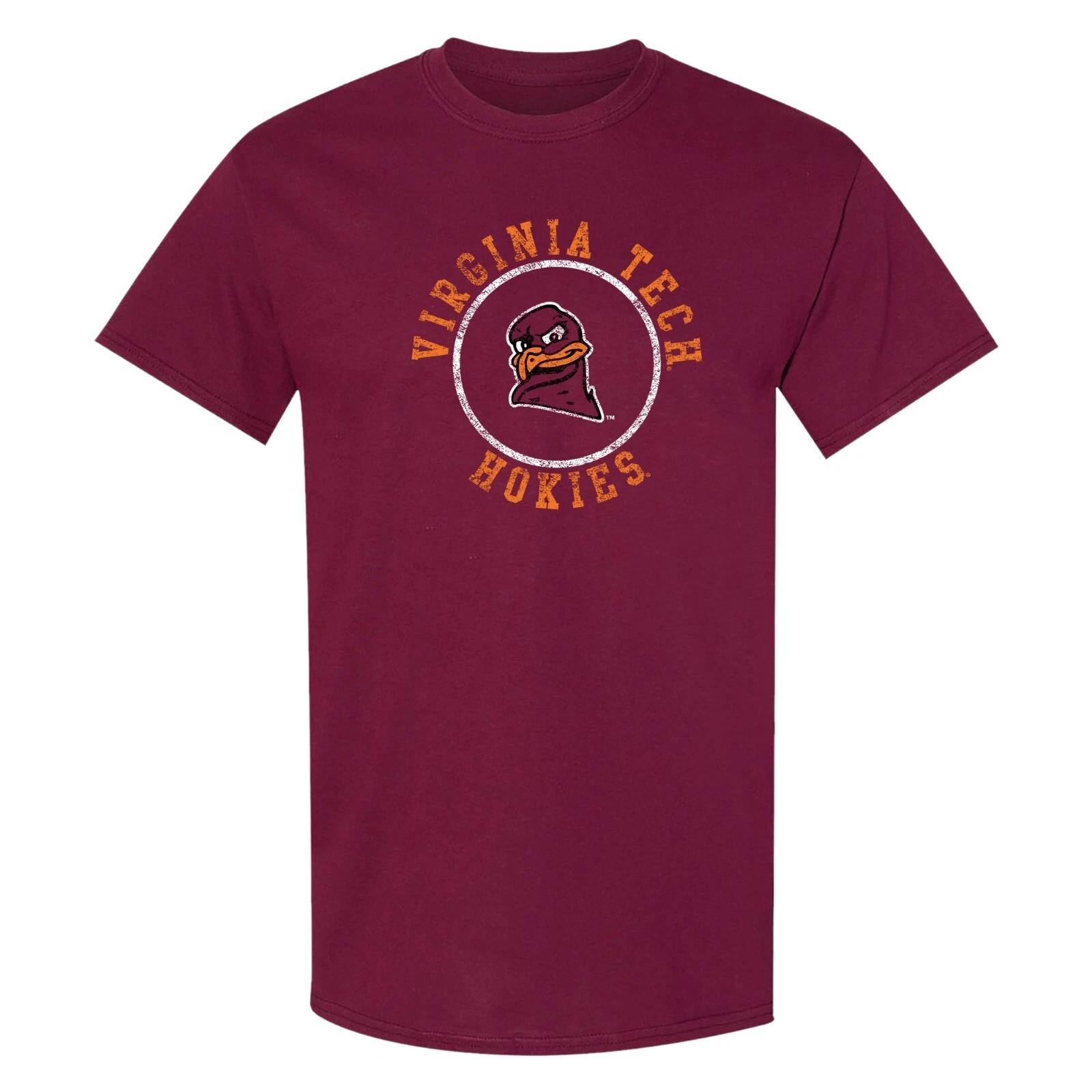 Virginia Tech Distressed Circle Logo T-Shirt - Maroon 2XL