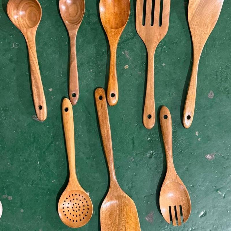5/8pcs/set Teak Wood Spatula Wooden Non-Stick Pot Cooking Spatula Home Cooking Wooden Spoon Kitchen Utensil
