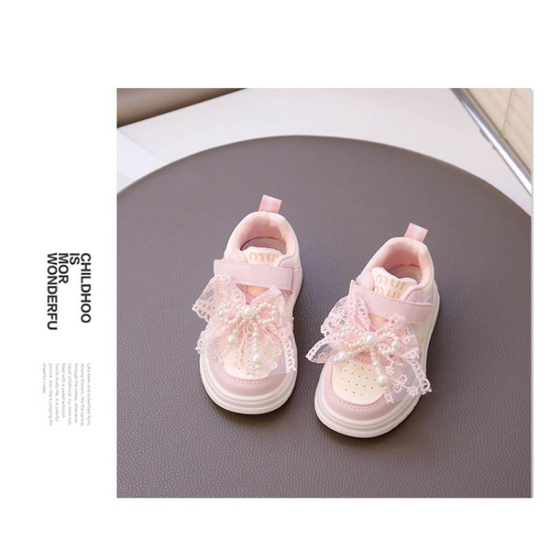 Girls Princess Bowknot Versatile Non Slip Soft Sole Lightweight Kids Sport Sneakers