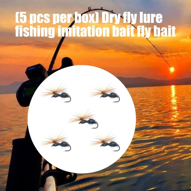 5pcs Aritificial Baits Float Fishing Lure with Hook for Anglers Dry Fly Black Parachute Ants Fishing Fly Fishing Tackle