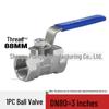 304 Stainless Steel Single-Piece Ball Valve with Internal Thread - 1/2", 3/4", 1" DN25 Water Switch.