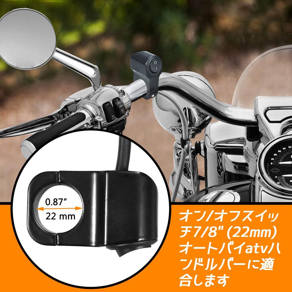 YFFSFDC Motorcycle Switch Waterproof 12V 22mm Headlight Fog Spotlight Handlebar