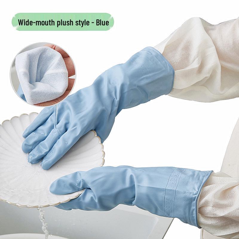 Women s Velvet-Lined Waterproof Dishwashing Gloves - Durable Rubber for Autumn/Winter Cleaning Tasks.