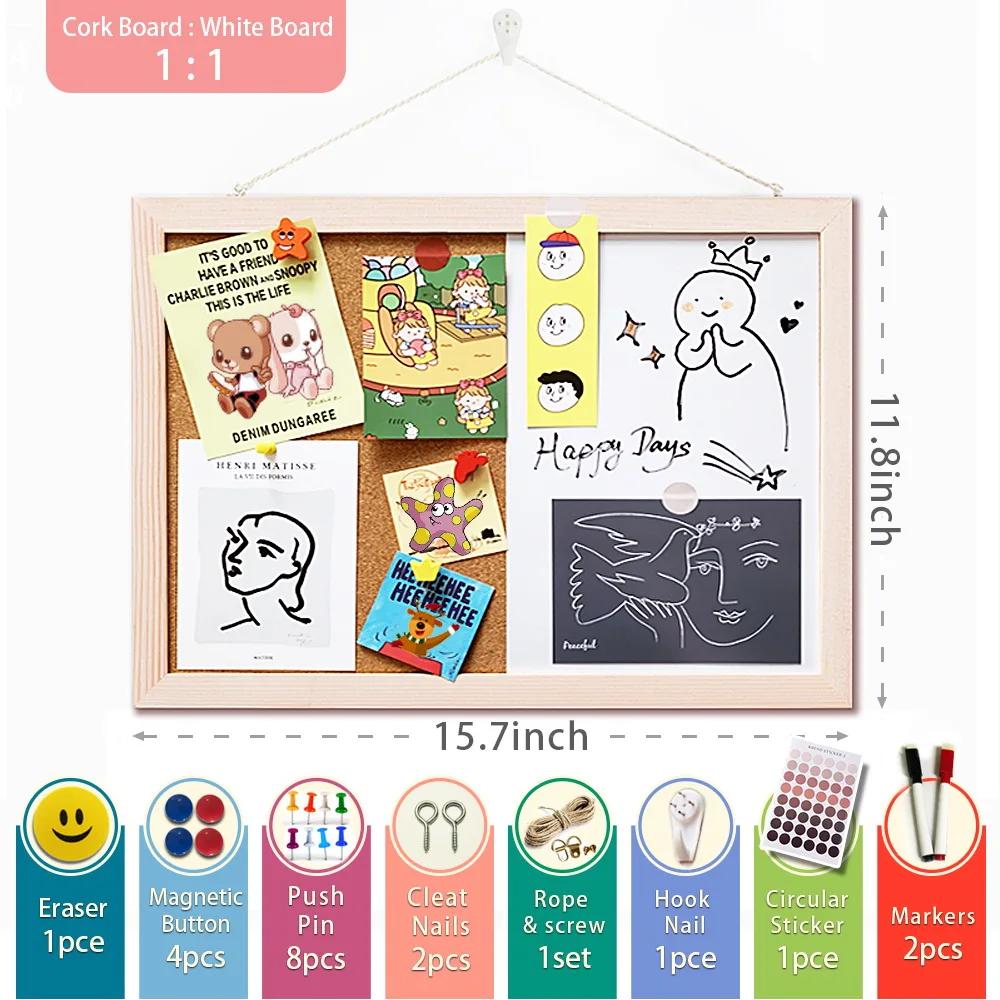 1PC 30x40cm Message Cork Board with Wood Frame Combination Bulletin Magnetic Marker Whiteboard And Drawing Board for Home Office