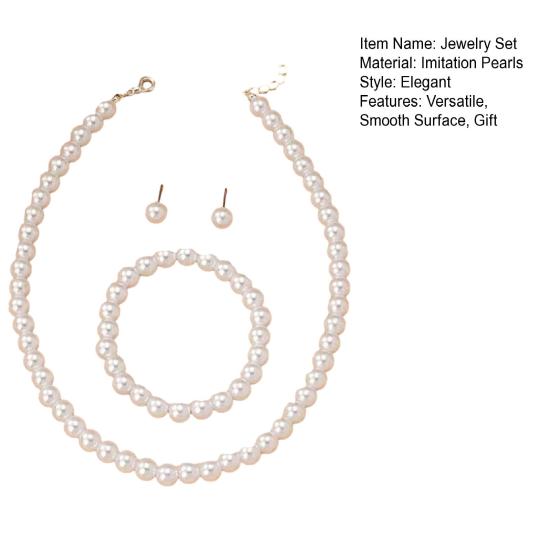 1/2 Sets White Imitation Pearl Jewelry Set Choker Necklace Stud Earrings Bracelet Set Jewelry Accessories