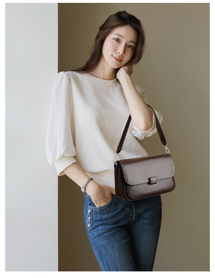 2024 Women's Crossbody Bag: Soft Leather, Fashionable Design, Wide Strap, Stylish Square Shape