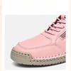 Women's Sneakers Round Toe Leather Shoes Fashion Casual Solid Color Zipper Boots