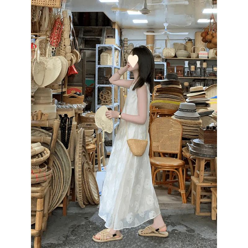 New Solid Color Sleeveless Vest Dress Women's Summer Niche Design Apricot Dress