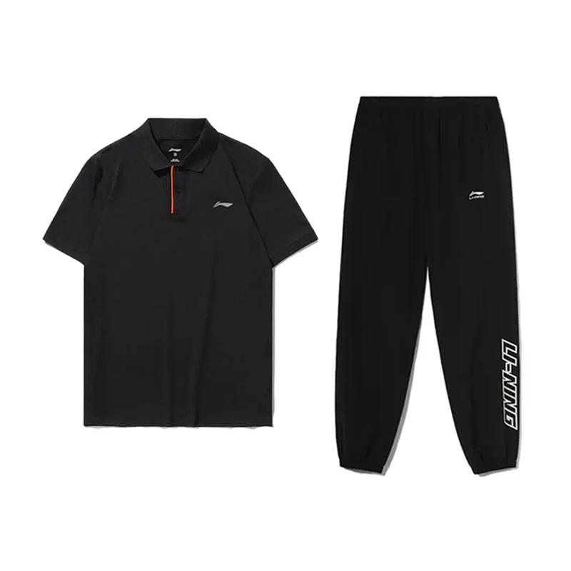 

Бренд Li Ning Логотип Минималистичный Мода Быстросохнущий Удобный Дышащий Универсальная Рубашка-поло С коротким рукавом Повседневный Спортивный костюм YPLT027-1+YYKV197-1 M