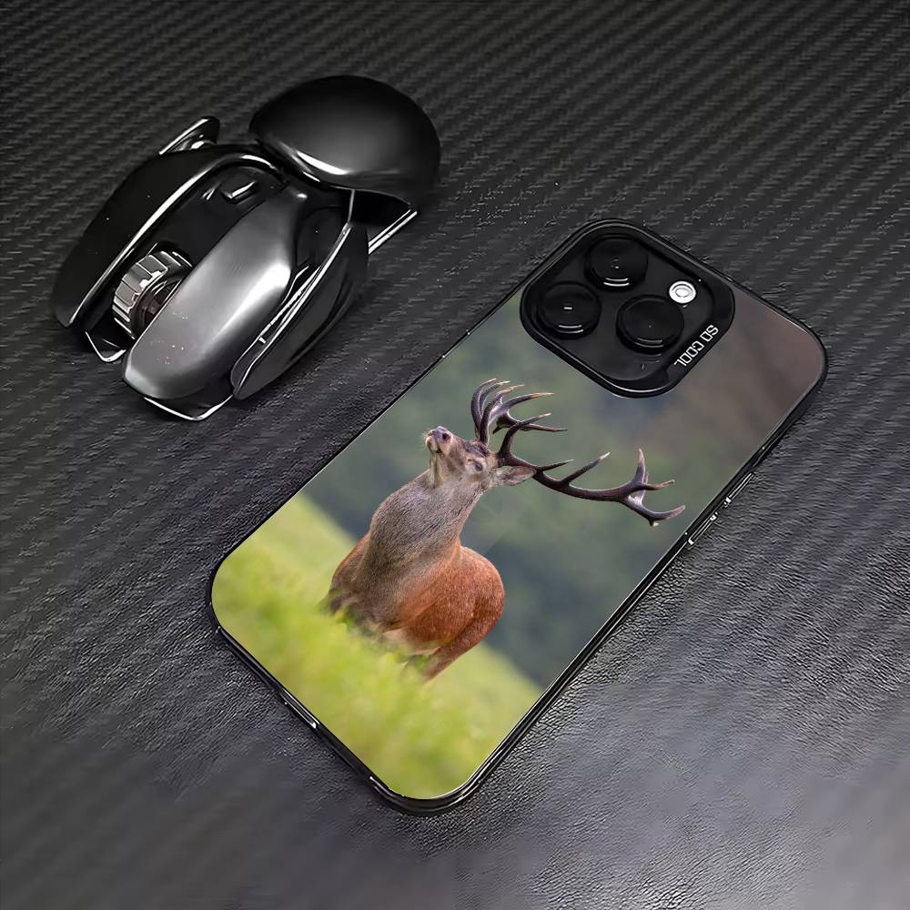 Deer Hunting Phone Case For iPhone17,16,15,14,13,12,11 Plus,Pro Max Colored Silver Plated Inside Cover