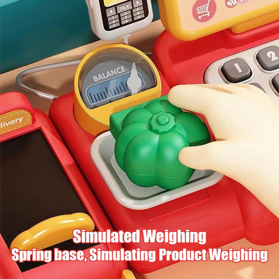 36pcs Children Humorous Supermarket Cash Register Speech Intelligent Recognition Pretend Checkout Featuring Cash Register Role Playing Playthings