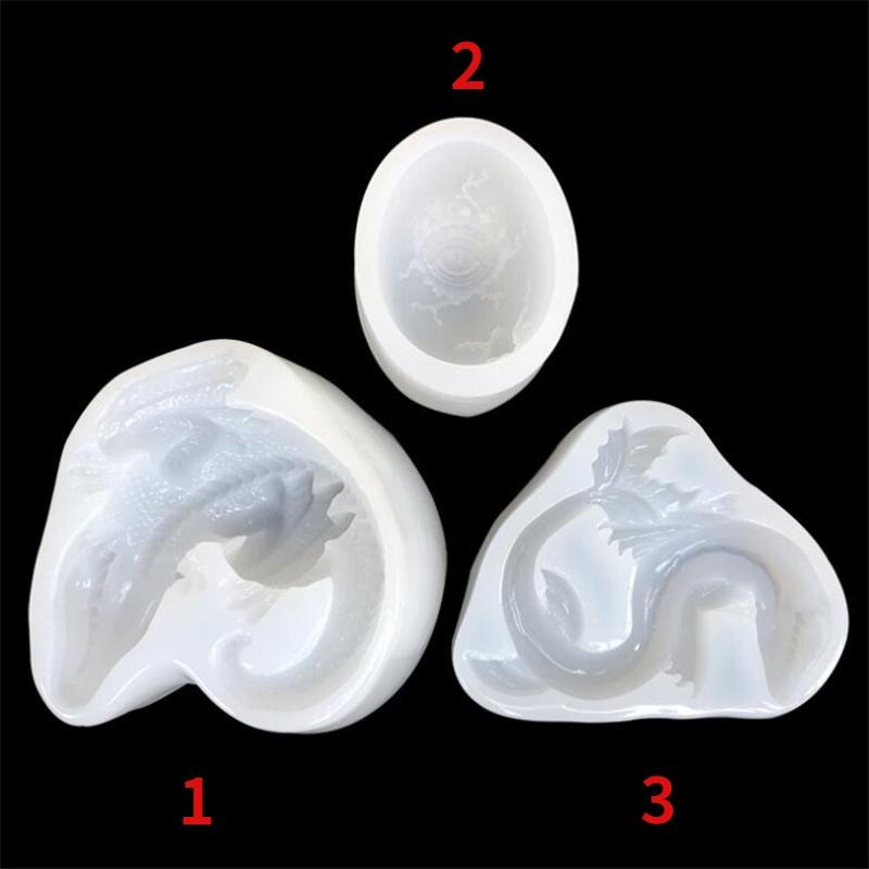 3 Styles Mirror Sleepy Dragon Dinosaur Sea Dragon Egg Silicone Mold for Resin Crafts DIY Epoxy Resin Molds Silicone Decoration